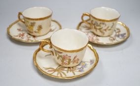 Three Royal Worcester cups and saucers