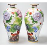 A pair of Chinese cloisonne enamel vases, 31cms high