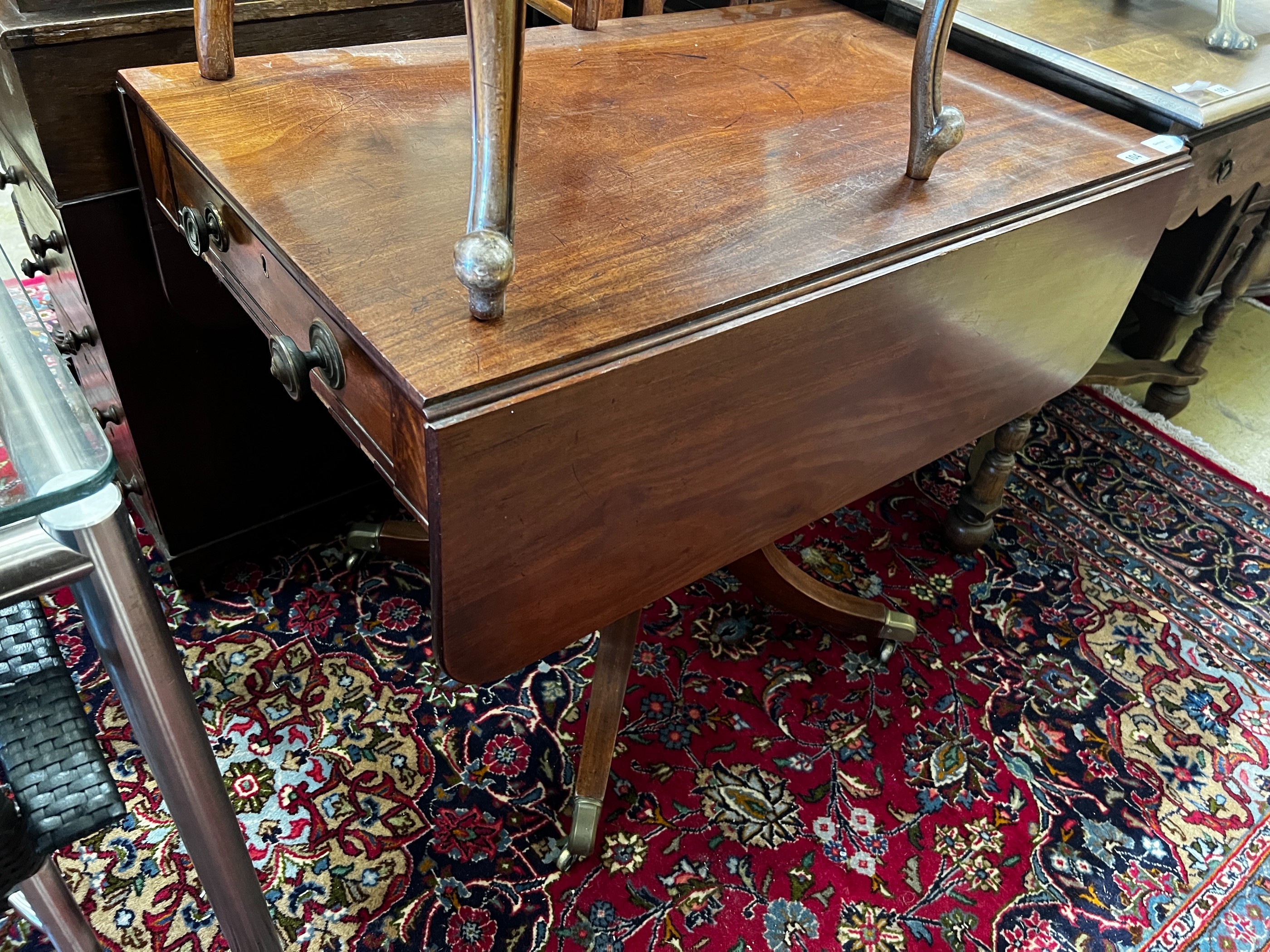 A Regency mahogany Pembroke breakfast table, width 91cm, depth 56cm, height 71cm - Image 4 of 4
