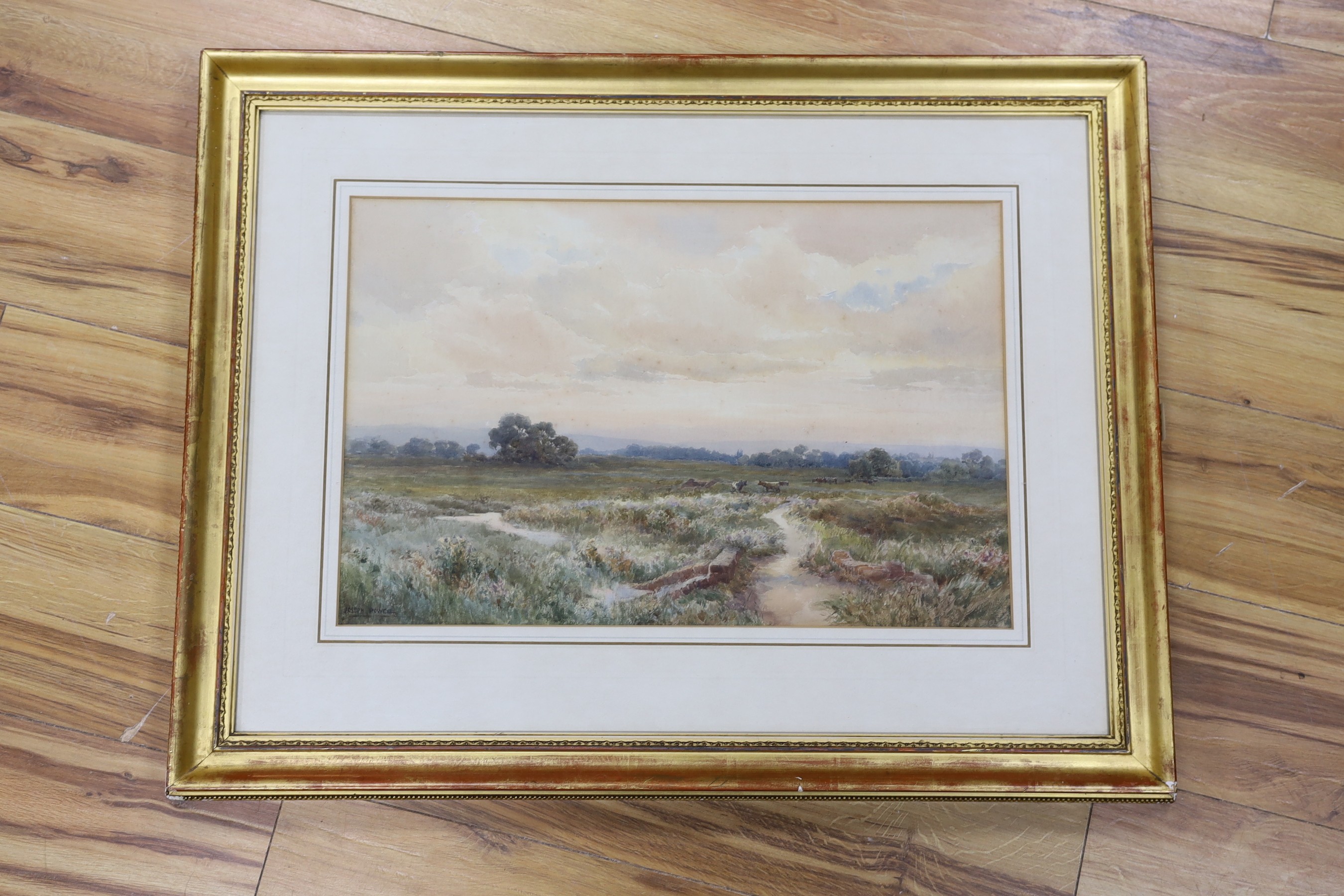 Joseph Powell (1876-1981), watercolour, 'The Marsh between Pulborough and Amberley', signed, 35 x - Image 2 of 3