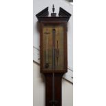 A George III mahogany stick barometer, the engraved brass dial marked Dangelo, Basingstoke, height