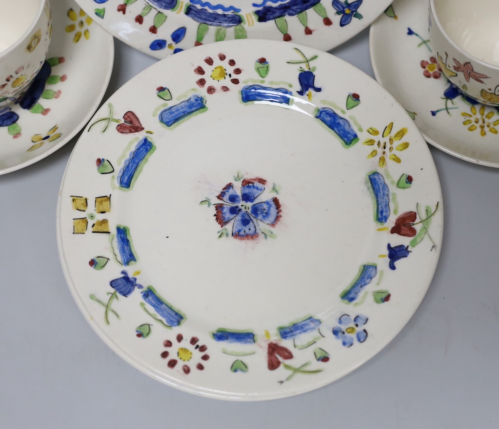 Jessie Marion King (1875-1949). Three different floral design tea cups, saucers and plates - Image 4 of 7