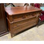 A 19th century French oak commode, width 130cm, depth 60cm, height 84cm