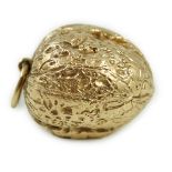 A modern 9ct gold novelty locket pendant, modelled as a walnut, 28mm, 26.7 grams.