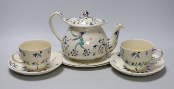Jessie Marion King (1875-1949). The bluebells of Scotland teaset for two settings, including teapot,
