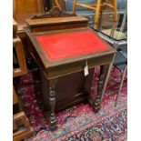 A late Victorian mahogany davenport, width 52cm, depth 52cm, height 91cm