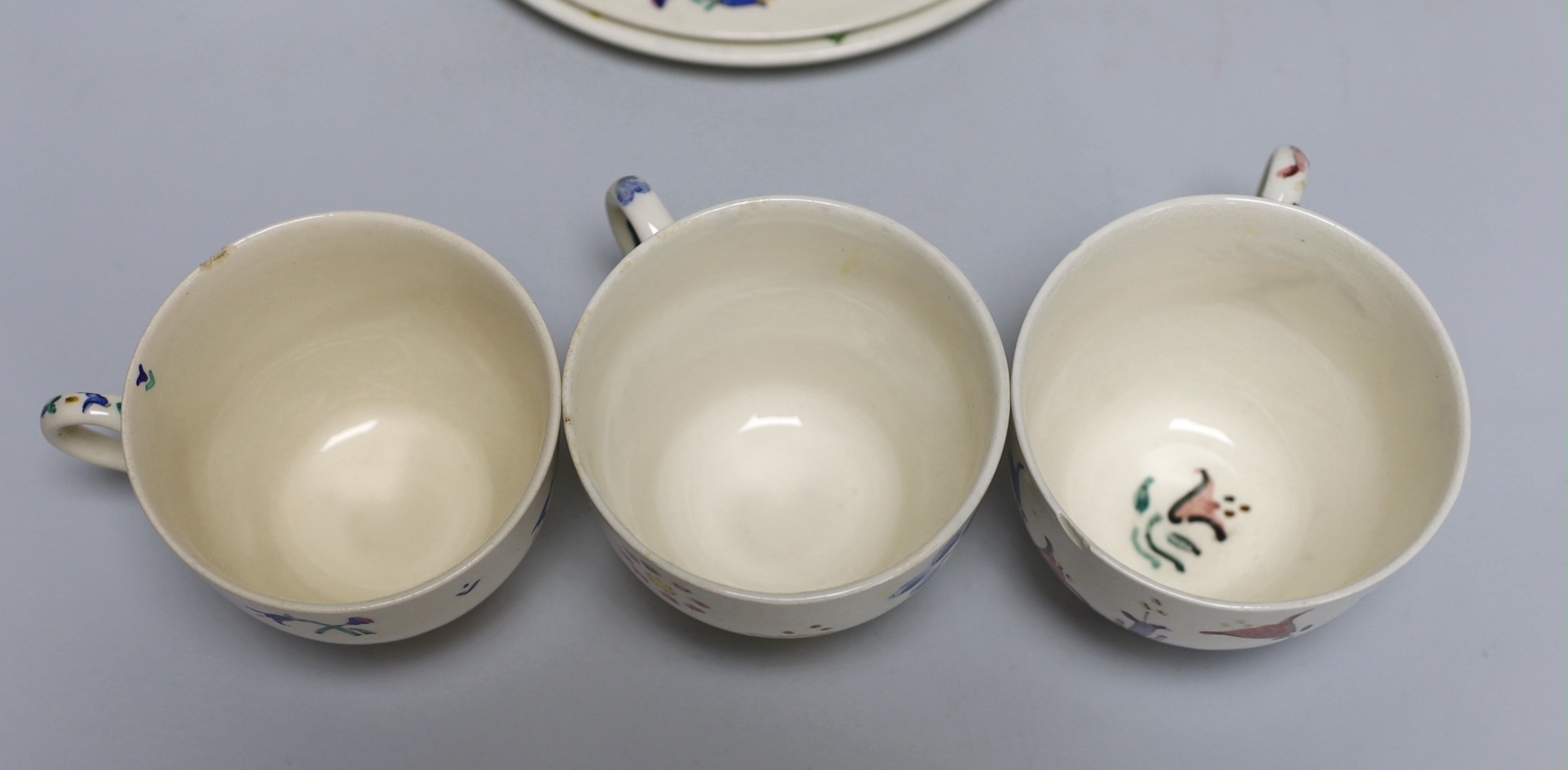 Jessie Marion King (1875-1949), four various floral design tea plates and three tea cups - Image 3 of 8