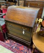 An early 20th century mahogany bureau, width 74cm, depth 44cm, height 101cm