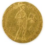 Netherlands Trade Coinage, Willem II gold 1 ducat 1841, good VF.