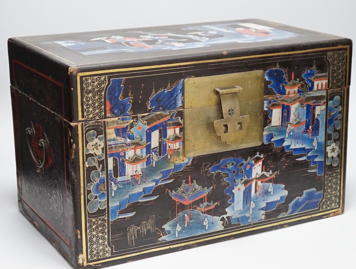 A pair of Chinese export lacquer boxes, 43cm wide