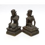 Two Thai kneeling figural bronzes, 14cm