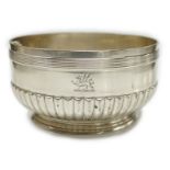A late Victorian demi fluted silver circular bowl by R & S Garrard & Co, London, 1894, 14.1cn