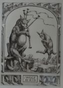 Stephen Gooden (1892-1955), four proof copper engravings, Illustrations for Aesops Fables 1935, 16 x