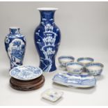 A group of 19th century and later Chinese blue and white porcelain, tallest 31cm