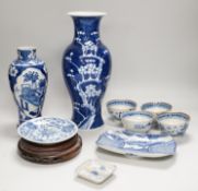 A group of 19th century and later Chinese blue and white porcelain, tallest 31cm