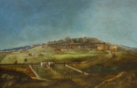 20th century English School, oil on canvas, View of Jerusalem, 63 x 98cm