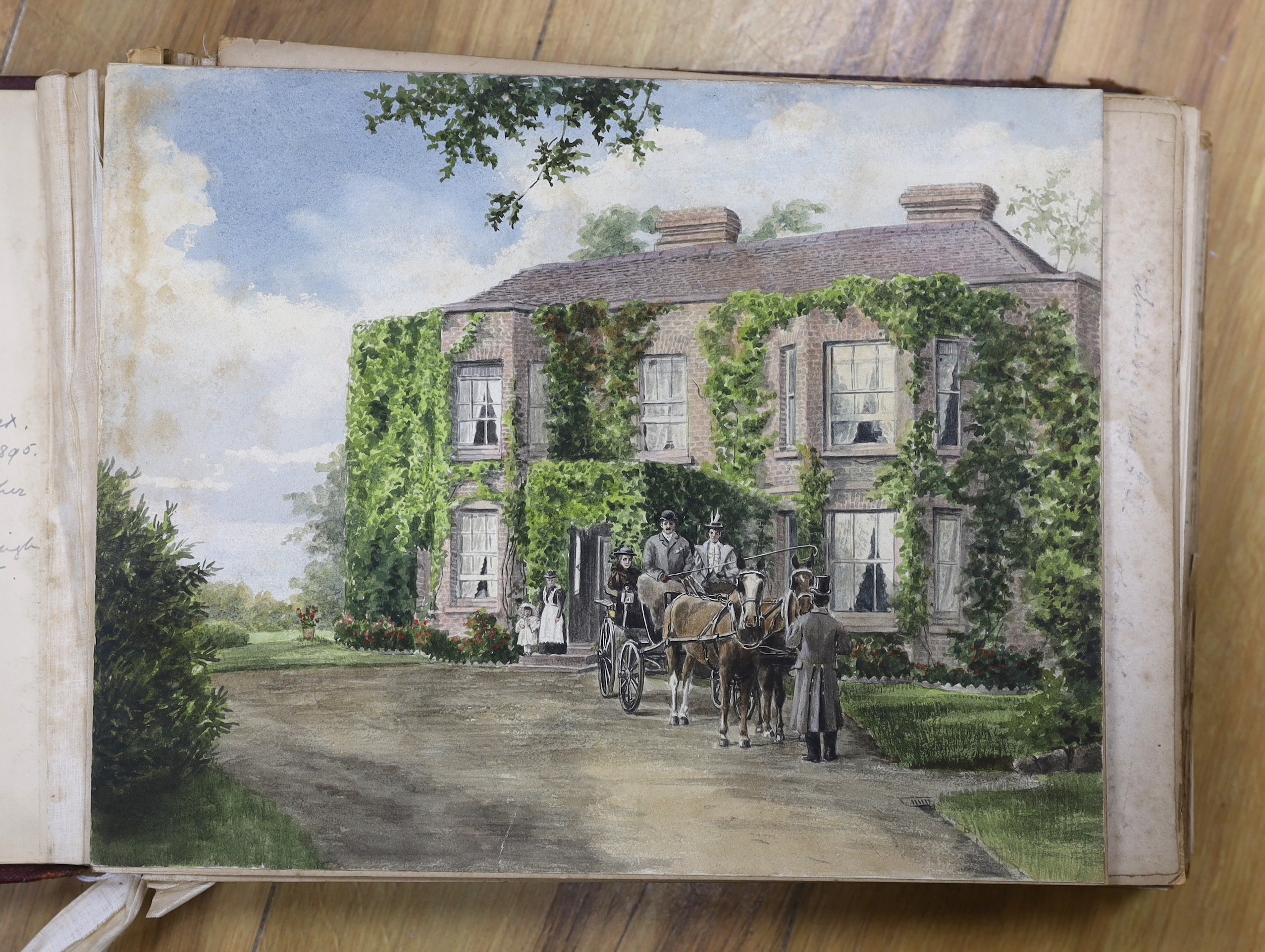A Victorian album of watercolour sketches and drawings, the property of The Reverend Waller- - Image 2 of 4