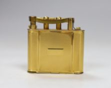 A gilt Dunhill compact / lipstick / cigarette lighter, 6cm with original box