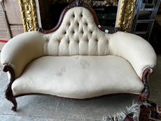 A Victorian mahogany settee, length 158cm, depth 92cm, height 94cm