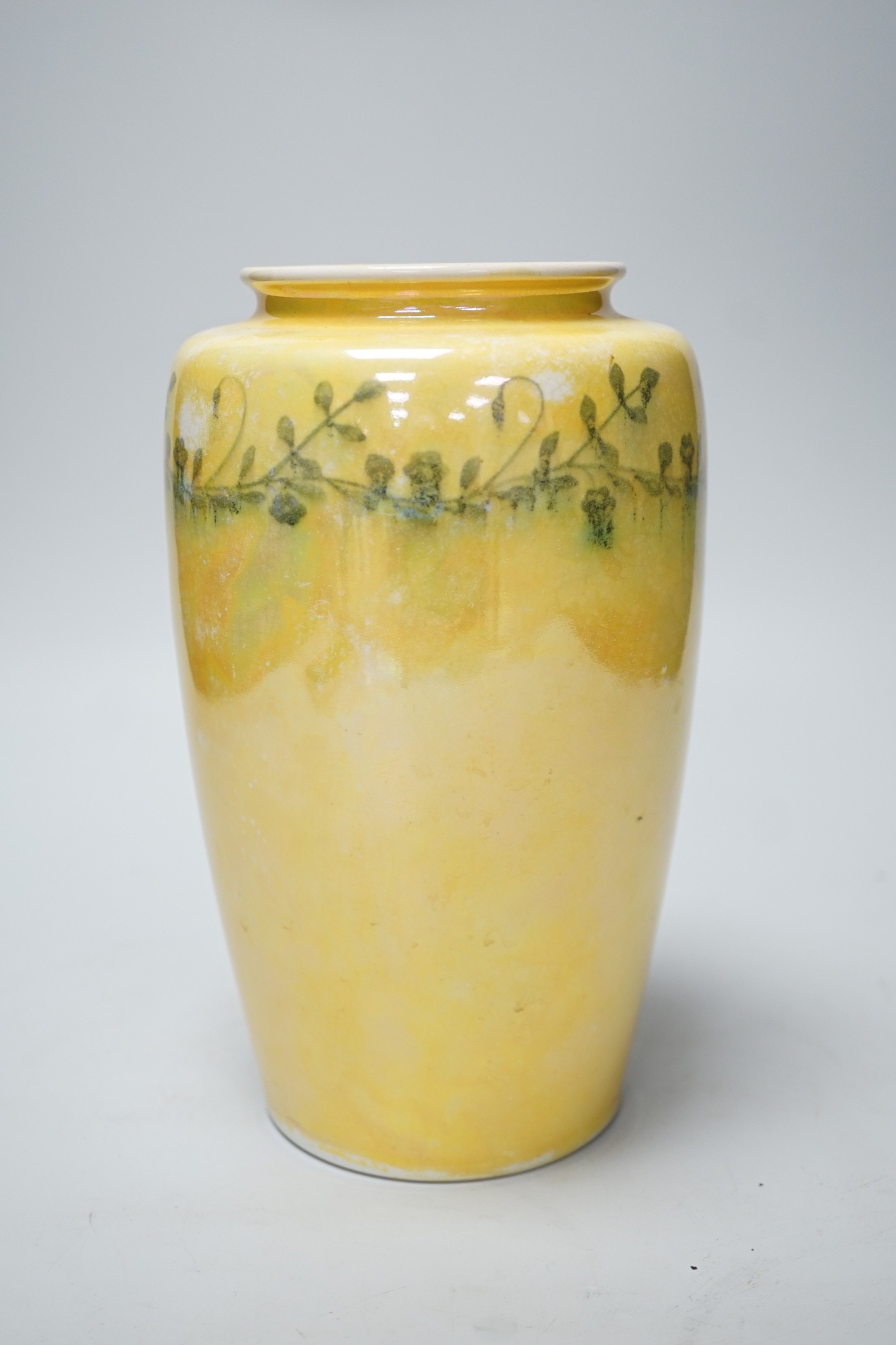 A Ruskin yellow waterglazed vase stamped and printed mark to base 1915, 21cm tall - Image 4 of 6