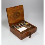 A Reeves & Sons mahogany cased watercolour set 23 cm