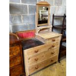 A late Victorian pine dressing chest, width 105cm, depth 48cm, height 165cm