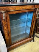 A Victorian marquetry inlaid gilt metal mounted walnut pier cabinet, width 75cm, depth 28cm,