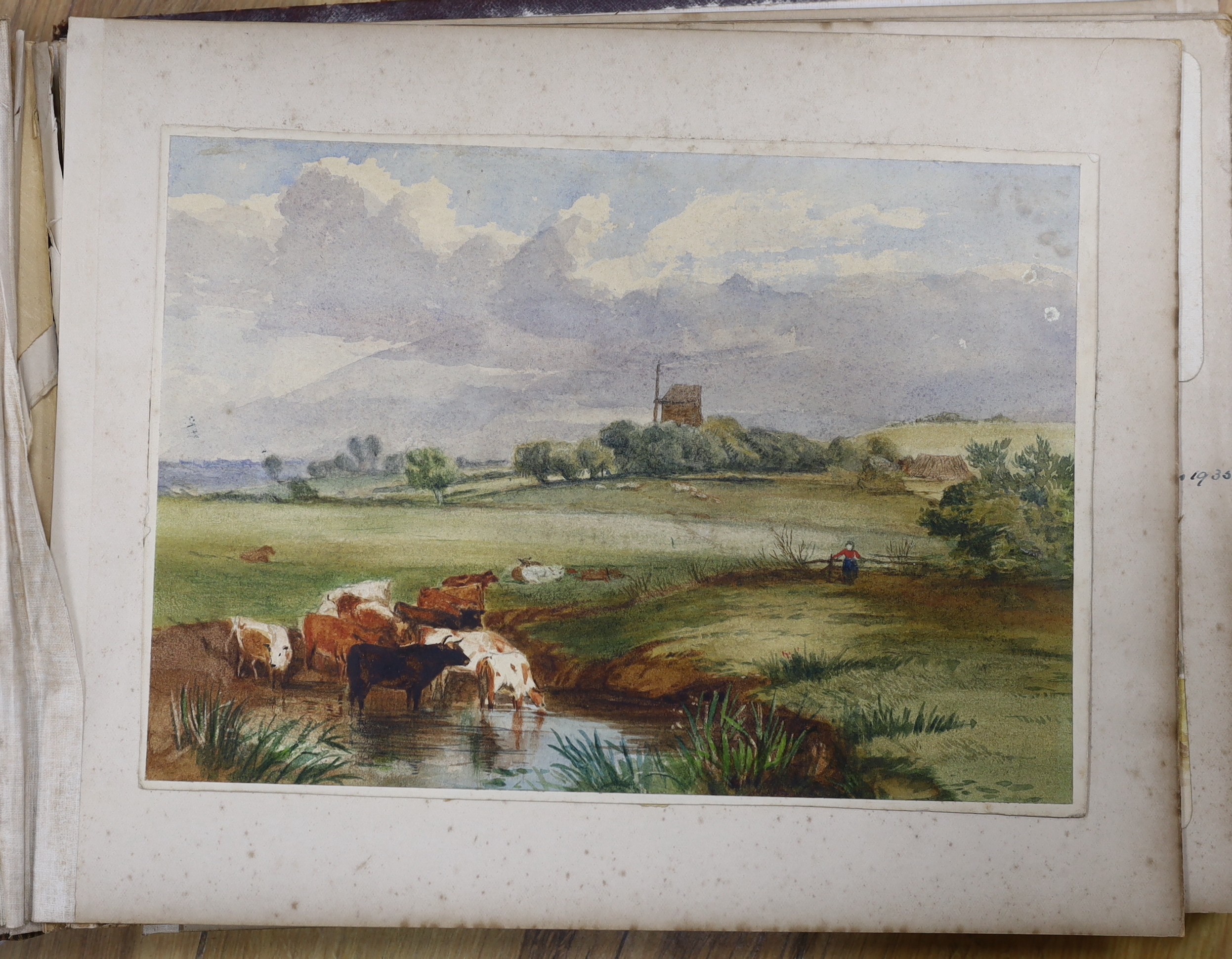 A Victorian album of watercolour sketches and drawings, the property of The Reverend Waller- - Image 4 of 4