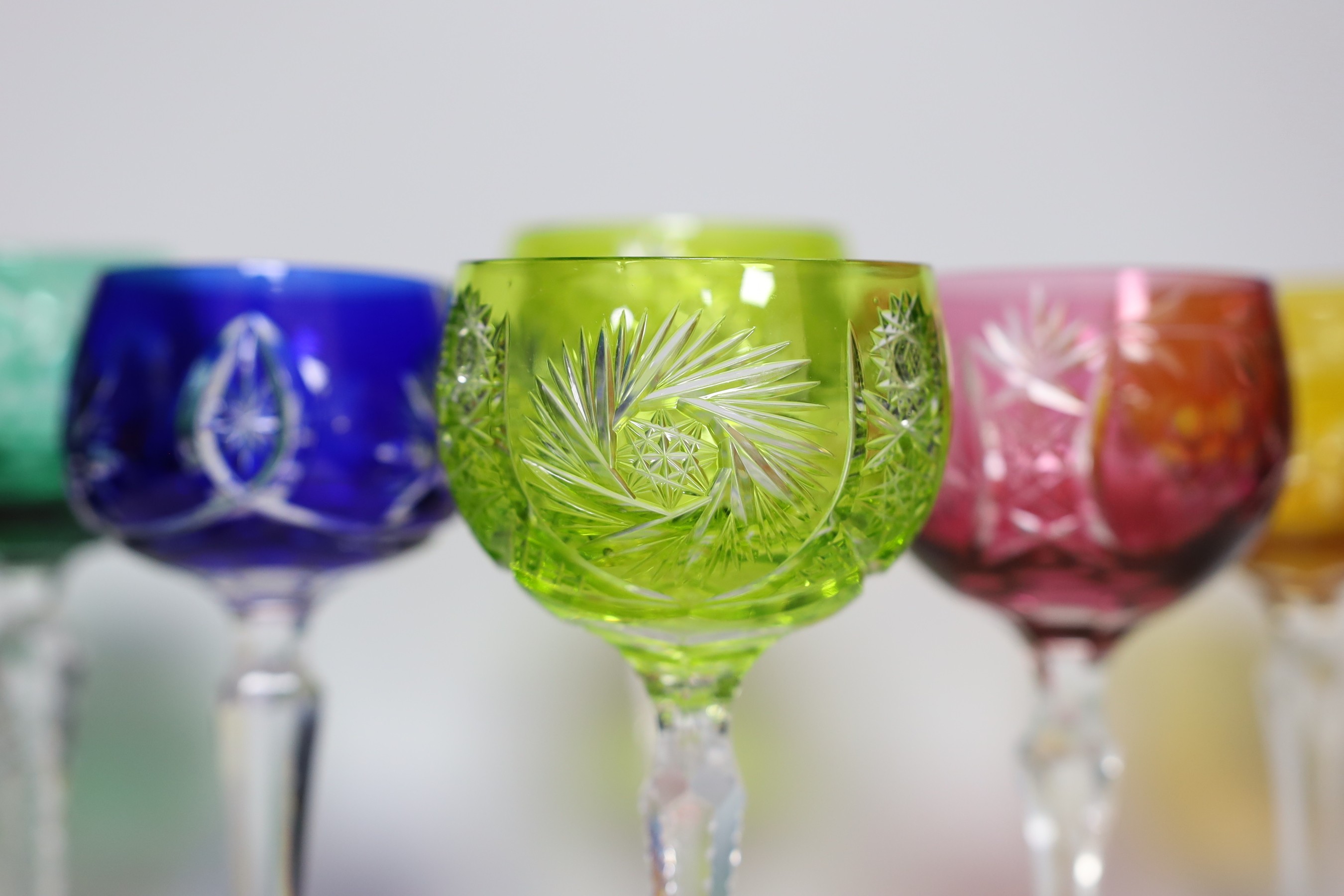 Eight coloured hock glasses - Image 3 of 6