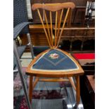 A late Victorian mahogany tapestry seat elbow chair, width 49cm, height 83cm together with a later