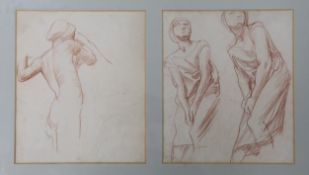 Alfred George Stevens (1817-1875), two sanguine chalk drawings, Figure studies, 24 x 20cm, framed as