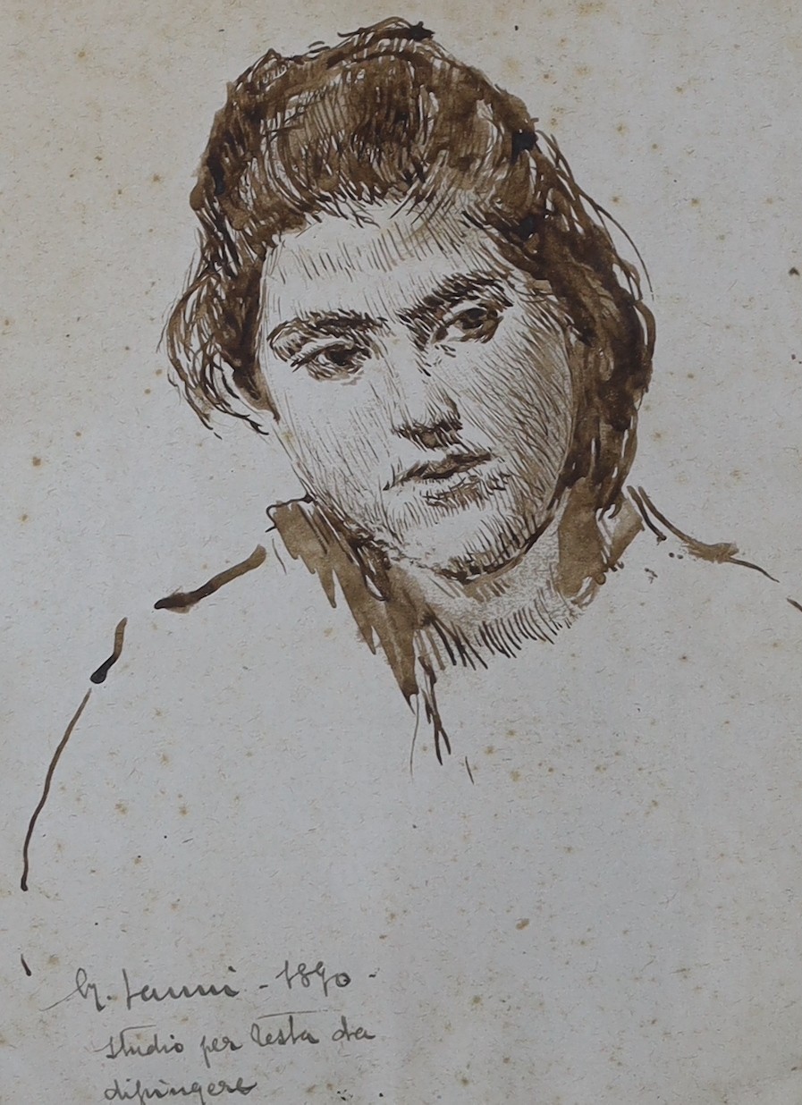 G. Janni (Italian), pen and ink, Sketch of a young woman, signed and dated 1890, 24 x 18.5cm, and - Image 5 of 5