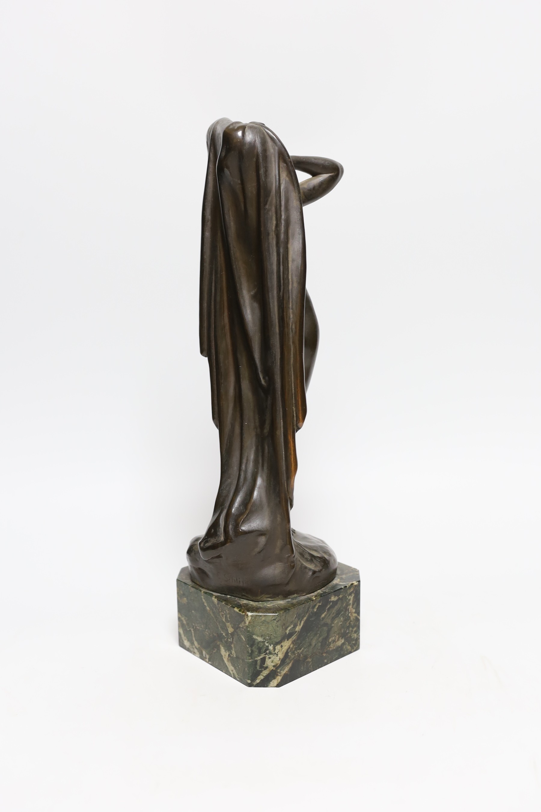 Eugen Schlipf (German, 1869-1943). A standing female nude female, on marble base, signed, 36cms - Image 2 of 3