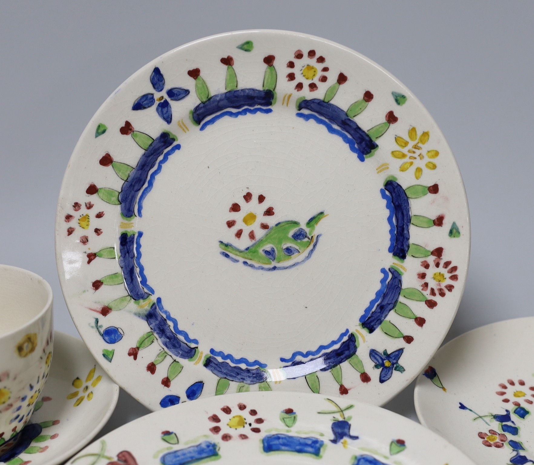 Jessie Marion King (1875-1949). Three different floral design tea cups, saucers and plates - Image 5 of 7
