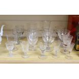 A group of Georgian glass rummers and other drinking glasses