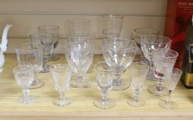 A group of Georgian glass rummers and other drinking glasses