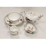 A 19th century Herend porcelain bachelor's teaset, saucer with date code for 1867