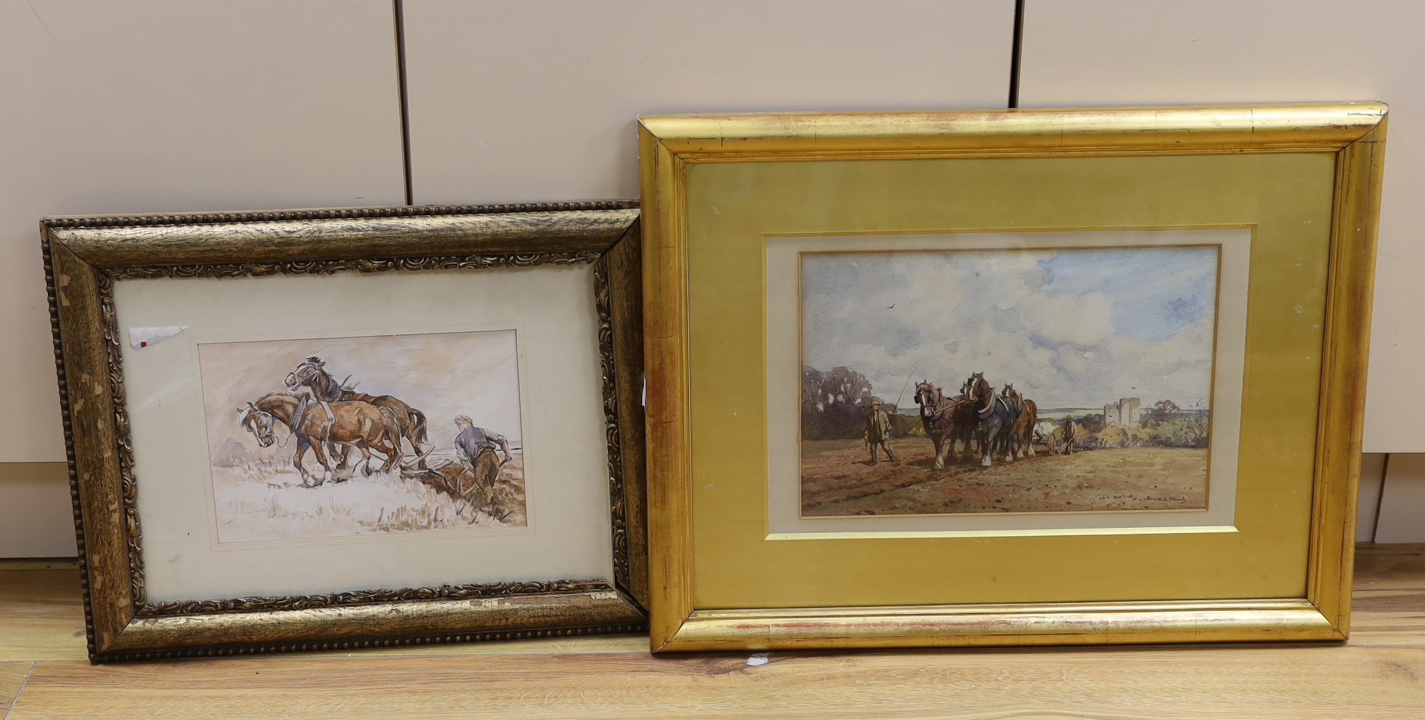 Ernest George Beach (1865-1943), watercolour, Saltwood Castle, signed, 23 x 35cm, and a sketch of