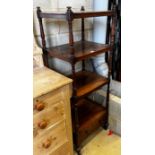 An early Victorian rosewood four tier whatnot, width 50cm, depth 40cm, height 140cm