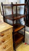 An early Victorian rosewood four tier whatnot, width 50cm, depth 40cm, height 140cm