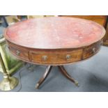 A Regency mahogany drum table, diameter 114cm, height 76cm