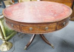 A Regency mahogany drum table, diameter 114cm, height 76cm