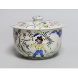 Jessie Marion King (1875-1949). A porridge bowl and cover, decorated with children playing, 9cm