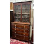 A George III mahogany secretaire bookcase, width 104cm, depth 52cm, height 210cm