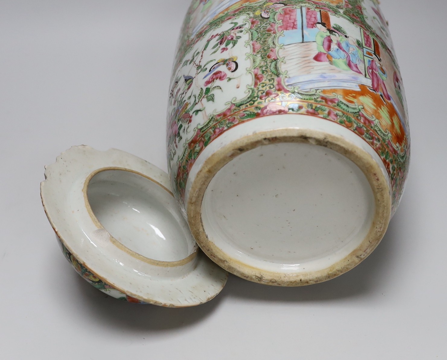 A 19th century Canton famille rose vase and cover, 46cm - Image 5 of 5
