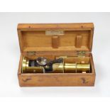 A cased travelling microscope, label to lid interior reads ‘From A. Franks’, box 17cm.
