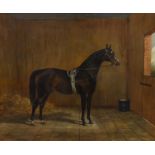 Circle of Sydney R Wombill (1857-1916), oil on canvas, Portrait of a racehorse 'Simonian', titled