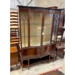 An Edwardian mahogany bow front display cabinet, width 126cm, depth 44cm, height 187cm
