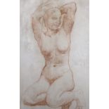 Alfred George Stevens (1817-1875), sanguine chalk, Kneeling female nude, 22 x 14cm