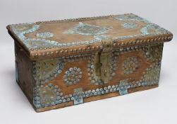 A brass mounted teak Zanzibar chest, 45cm wide